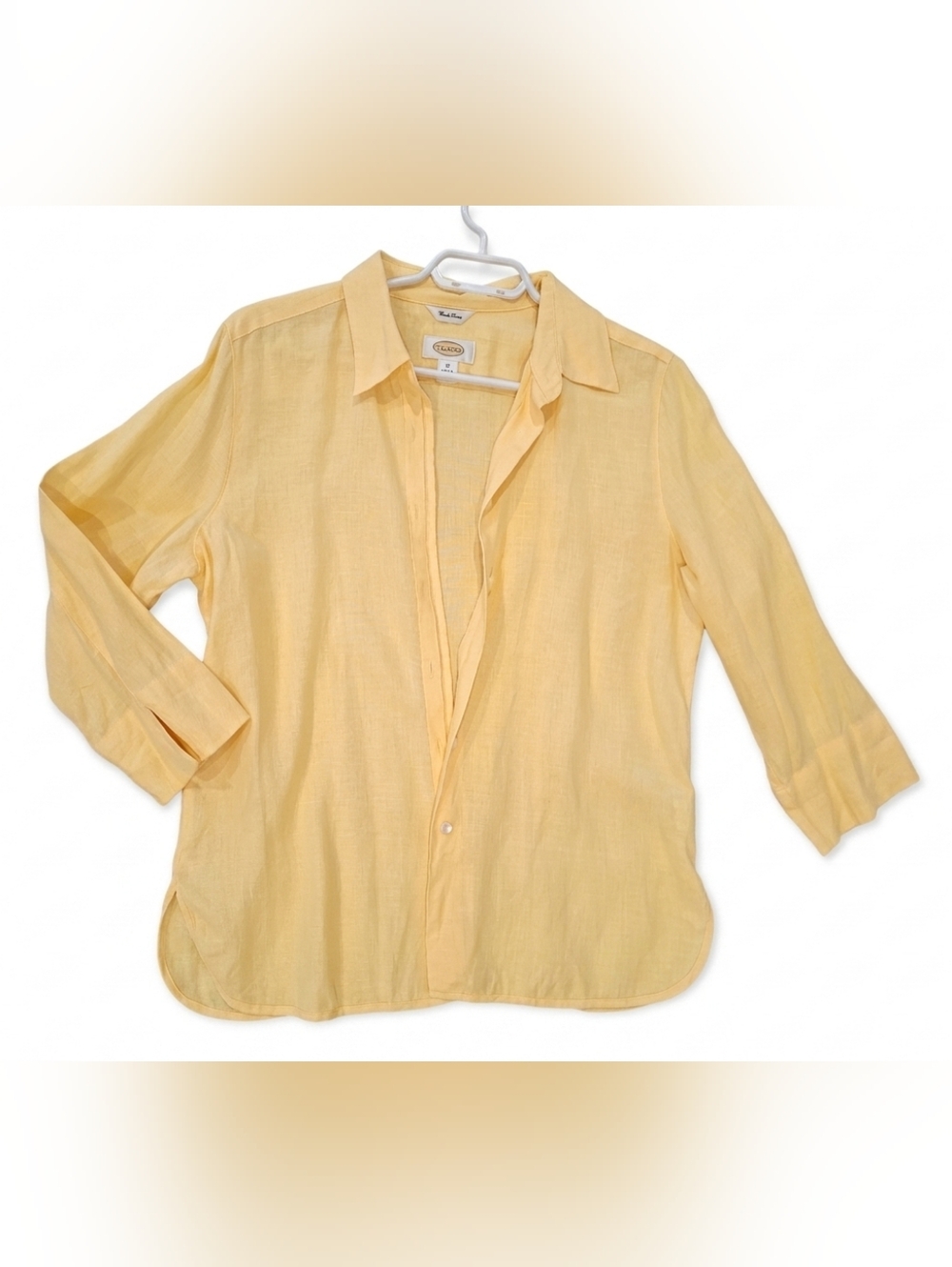 Talbots  Irish Linen Vintage Light Yellow Button‑Up Shirt Size 12 - Picture 2 of 11